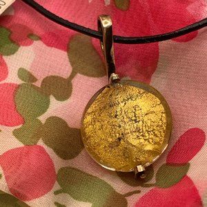 Italy 925 Silver/Golden Glass Disc necklace NWT
